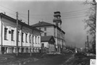 Дом А.В. Рязанцева и здание пожарной части в квартале от ул. Воровского до ул. Коммунистической. 1960-е годы